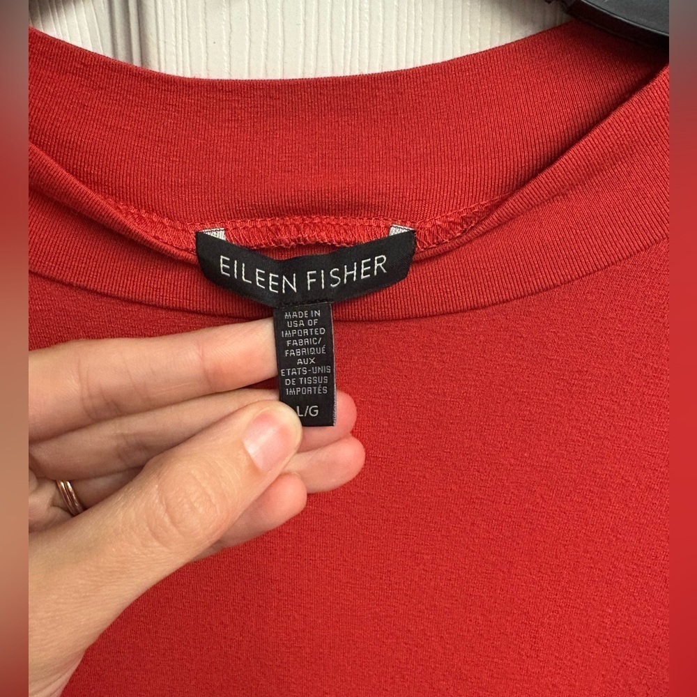 Eileen Fisher Lightweight Red Jersey Viscose Blend Dress Size Large - Picture 2 of 4